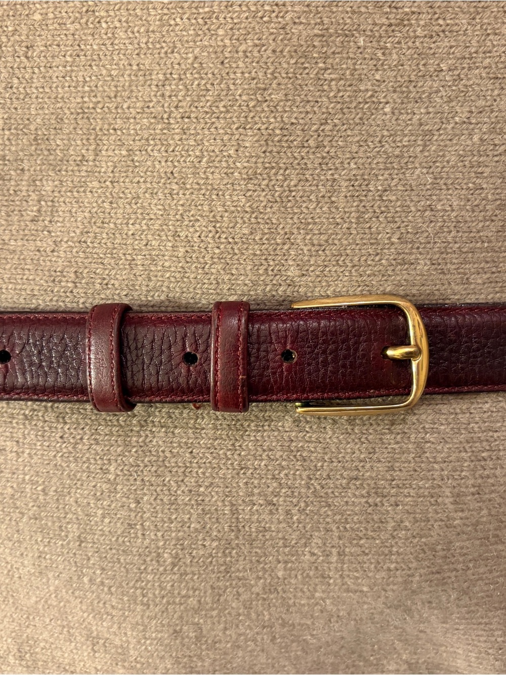 Liberty of London Burgundy Leather Belt with Gold Buckle